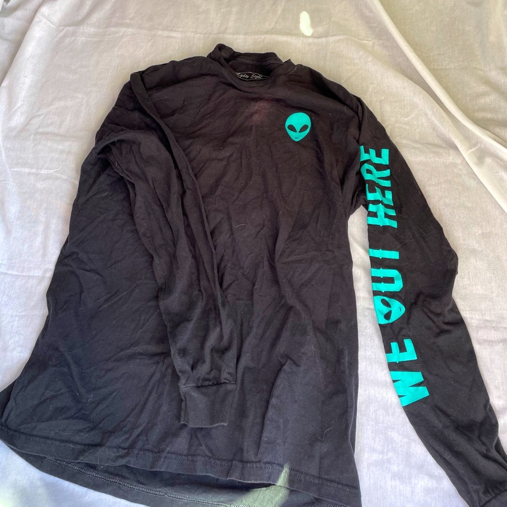 Blue alien long sleeve tee